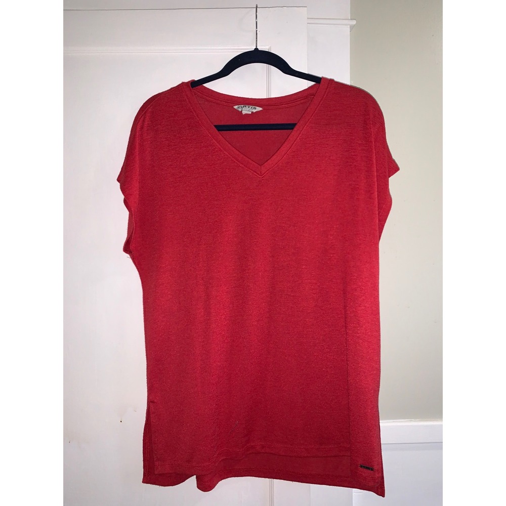 Orvis Classic Collection Red V-Neck Short Sleeve Knit Top Medium